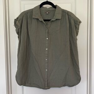 Lilla P Green Button Down Top Size M